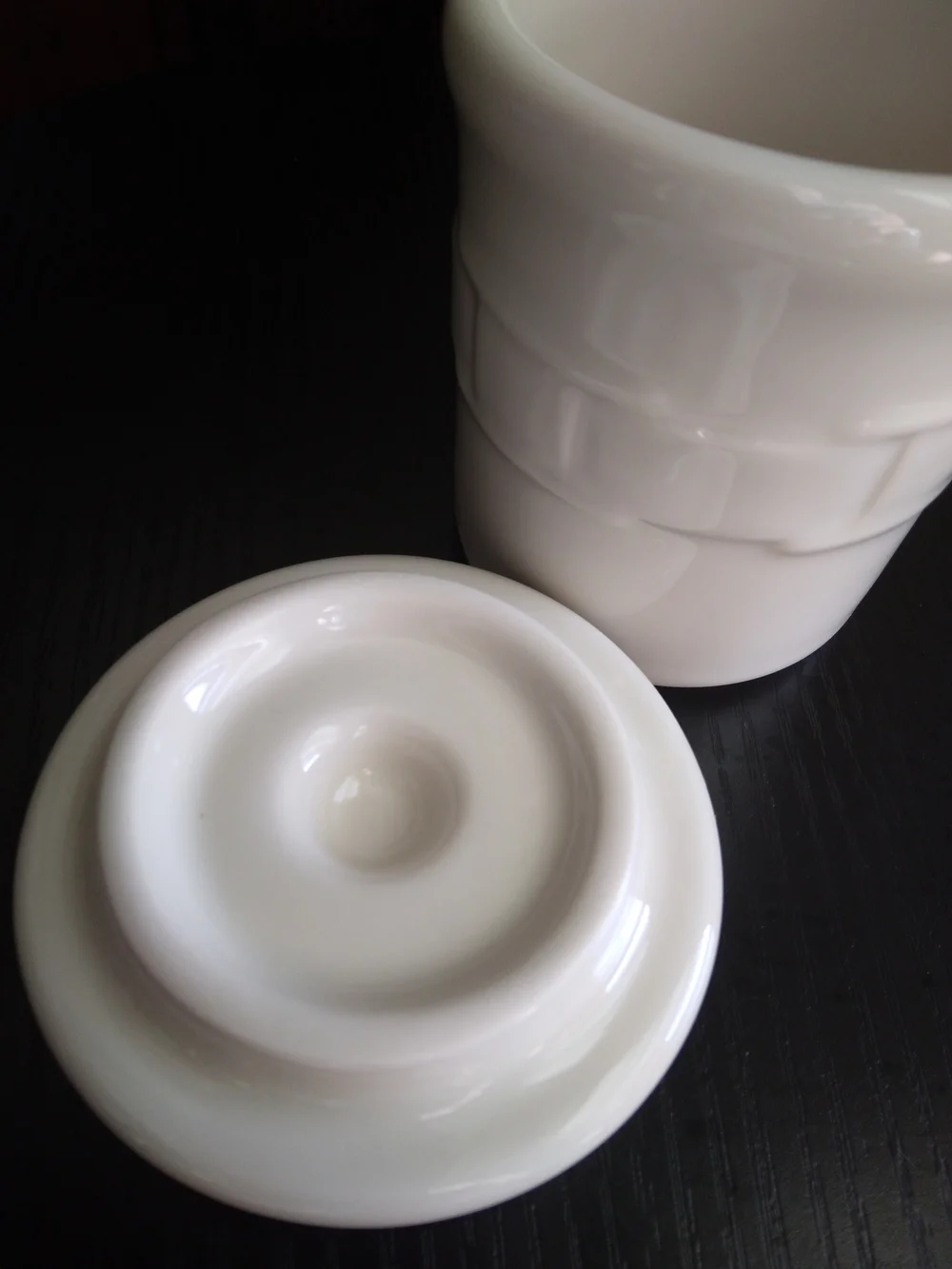 Vintage Longaberger Woven Traditions Ivory Condiment Crock with Lid MADE IN USA